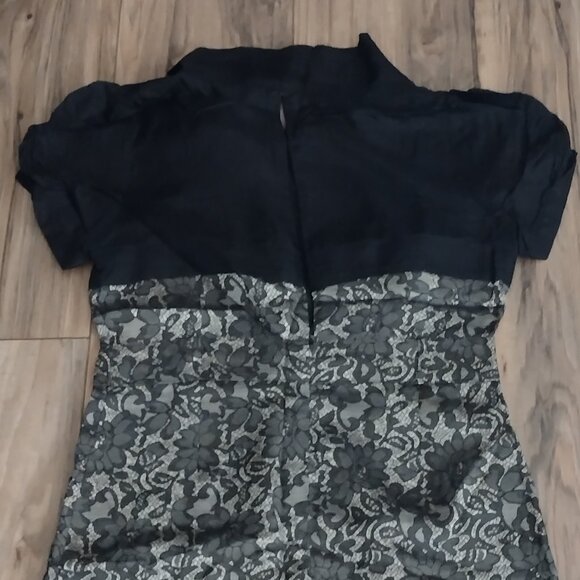 Rachael G. Black and Gold Floral Print Dress, Size 4 - Picture 9 of 16